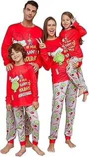 [QTUN] Family Matching Christmas Pyjamas Set Holiday Grinchmas Nightwear Sleepwear Long Sleeve Xmas PJS Set for Adults Women Men Kids Couples