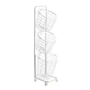 3 Tier Rolling Laundry Hamper with 3 Removable Wire Basket, Metal Sorter Stor...