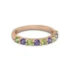 925 Sterling Silver Round 2.5MM Peridot Iolite Eternity Rose Plated Women Ring