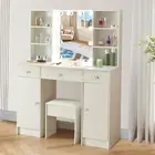 White Dressing Table Stool Set 10 LED Lighted Mirror Vanity Makeup Desk Bedroom