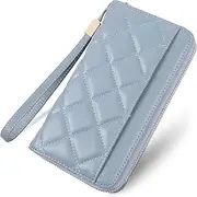 [yiijay] Womens Wallet RFID Blocking Vegan Leather Trifold Clutch Credit Card Holder Ladies Travel Wallet Purse with Pen Holder, 5Blue, Rfid Wallet
