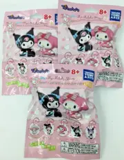 3x Takara Twinchees Sanrio My Melody Kuromi Lolita 2" Dangler Mystery Blind Bag