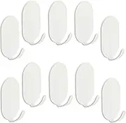 10 Packs Self Adhesive Hook, Heavy Duty Wall Hooks,Durable Strong Carbon Steel Nail Free Sticky Hanger Hooks 3M Adhesive Hooks for Kitchen, Bathrooms, Home, Doors, Office, Closet (White)