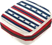Period Bag,Sanitary Napkin Storage Bag,American Stars Red Blue Stripes,Tampon Holder for Purse