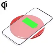 10W QI Plaid Pattern Round Metal Wireless Charger - Red