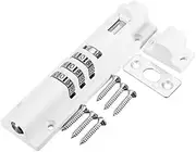 Combination Lock Bolt, Safety Door Bolt Sliding Code Lock Combination Horizontal Door Bolt Lock, 3-Digit Security Lock with Mounting Screws White