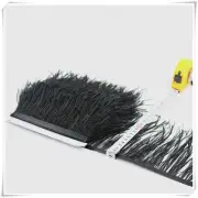 Black Ostrich Feather Trims Fringes Sewn on Feather 1 Yard