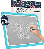 iVyne Rechargeable A4 Light Pad for Tracing & Weeding - LED Light Board for Weeding Vinyl - for Cricut Vinyl Weeding Tools - Ultra-Thin & Portable - Perfect for Artists & Crafters - Blue