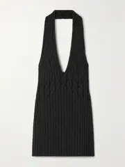 [Proenza Schouler] Proenza Schouler - Open-back Cable-knit Wool-blend Halterneck Top - Charcoal - large large Gray