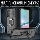 For Samsung Galaxy A15 Slide Camera Cover Hybrid Armor Magnetic Ring Holder Case