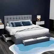 Trinity Queen Bed Frame With Storage Drawers Grey