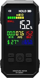 Moisture Meter Digital Detector High-Frequency Waves LCD One-Key Record Function Lumber Cardboard Ceramic Ceiling Detection for Homeowners Inspectors Wood Concrete Paper (Black)