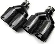1 Pair Dual Muffler Tips Universal Performance Carbon Fiber Exhaust Tips End Tips Compatible For Series(Logo Inlet 63mm)