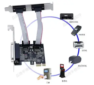 AX99100 PCIe串并口卡 PCIE 轉1并2串COM口 RS232 轉9針擴展卡