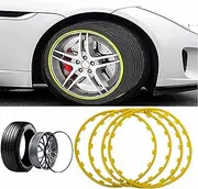 Wheel Edge Decorative Protection Ring, Sturdy 4-Piece Set, Rim Protection Strip Ring for 17-21 Inch Wheels, Protective Nylon Decorative Strip, GM Rim Protector, Simple Installation (Yellow),21inch