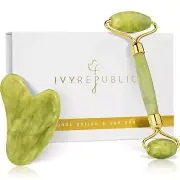 IVY REPUBLIC Jade Facial Roller with Gua Sha For Face Neck & Body - NEW In Box