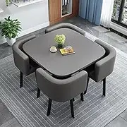 Reception Negotiation Table Set with 4 Chairs - Office Reception Table and Chair Set for Small Conference Room, Coffee Kitchen Dining Table Set for Office Club Room(Square15)