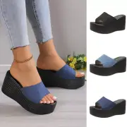 Women Summer Sandals Ladies Slippers Open Toe Shoe Mules Wedge Platform Heel