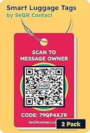 [SeQR] Smart Luggage Tags | Privacy QR Code Luggage Tag Keeps Personal info Private | Customizable Travel Suitcase Tags for Women Men | Use with GPS Bag Locator Tracking, Air Tag for Android or iOS