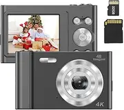 xinyee 4K Digital Camera Video Camcorder 48MP 2.4 Inch IPS Screen Auto Focus 16X Digital Zoom Anti-Shake Face Detect Smile Capture Built-in Flash & Battery with 32GB Memory Card Christmas