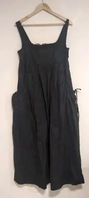 NEW Asos Black Dress Maxi Sleeveless Peasant Cotton Pockets Size 12