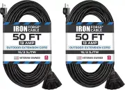 Versatile 50 ft Outdoor Extension Cord, 3-Outlets, 16/3 Heavy Duty Power Cable