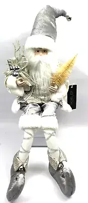 Christmas Shelf Sitter Elf 28" Pixie Fairy Poseable Plush Tree Silver Bell