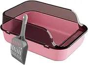 Fzaqwen Cat Litter Box with Open Design for Easy Access and Cleaning for Small, Pink