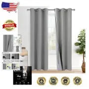 Elegant 100% Blackout Curtains with Tiebacks - Machine Washable Drapes, Set of 2