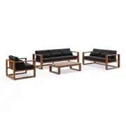 Outdoor Santorini 3+2+1 With Coffee Table In Teak Timber Look Finish