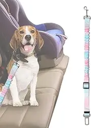 JIEBWCHA Dog Seat Belt for Car - Removable Dog Seat Belt Harness for Car - Adjustable Elastic Buffer Vest Harness with Buckle Shockproof Pet Supplies for Small Medium Large