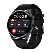 T33S Smart Watch Men Full Round Touch Screen Bluetooth Call Ip68 Waterproof Strap Replaceable Smartwatch - Black