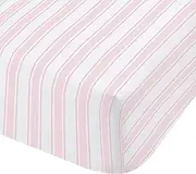 Bianca Check and Stripe Cotton Double Fitted Sheet Pink