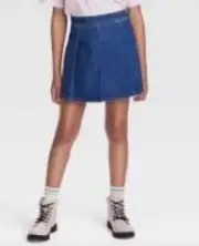 Girls Art Class Pleated Denim Skirt Size S 6/6X Blue Medium Wash New