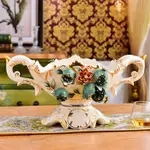 歐式果盤奢華 陶瓷水果盤套裝 高檔大號復古家居茶幾擺件創意客廳
