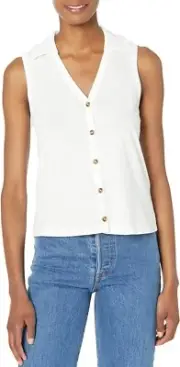 Sanctuary Womens White Sleeveless Collared Button Front Blouse Top Size XXL