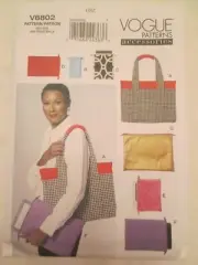 Vogue 8802 Accessories Tote Electronic Device Cases Pattern Lined Quilted Option