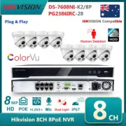 4K 8MP Dual Light Hikvision Kit 8CH NVR 8MP Security IP Camera Colorvu IR Hybrid