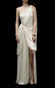 [Zuhair Murad] Jersey Plisse One-Shoulder Maxi Dress