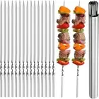 Stainless Steel Flat Barbecue Skewers,40PCS BBQ Kebab Skewers with Storage