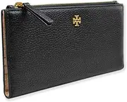 [Tory Burch] Womens 139540 Blake Pebble Leather Colorblock Slim Envelope Wallet,, 006 Black / Sand, Wallet