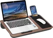 Laptop Lap Desk Fit for 15.6inch Notebook Laptop Bed Table with Device Ledge, Mouse Pad and Phone Holder, Home Office Lap Desk for Laptop - Wood Grain Color