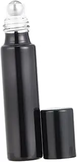 HONITANO 6pcs Black Glass Roller Bottles with Stainless Steel Balls for Essential Oils Eye Cream and Perfumes Refillable and Travel Friendly Cosmetic Containers