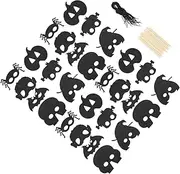 28Pcs Multi Function Halloween Scratch Masks for Creative Crafts to Enhance Festive Atmosphere at Parties for Kindergartens and Daycare Activities