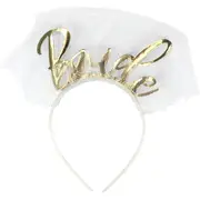 Gold Foil Bride Headband with Tulle