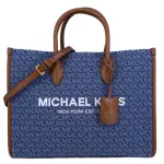 【MICHAEL KORS】MK MIRELLA系列 牛仔帆布皮革 斜背/肩背/手提/斜背包/托特包(牛仔藍)