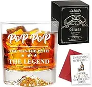 Pop The Man The Myth The Legend Whiskey Glass, for Grandpa, Dad, Him, Christmas, Birthday, Best Pop Whiskey Glasses-38