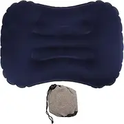 Baxnore Polyester Fibre TPU Coating Inflatable Pillow, Foldable Air Pillow, Comfortable Sleeping Pillow, Lightweight Travel Pillow for Travel Sleeping Dark (Dark Blue)