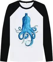 [Vitalife Threads] Bottle Octopus Men's Baseball Long Sleeve Tee