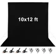 Mount Dog 10x12ft Photograph Backdrop Clips and 4 Spring Clamps Black- A0025